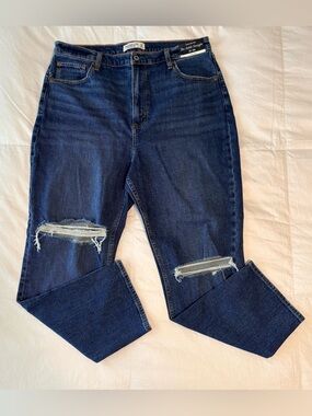 NWT Abercrombie Curve Love 90s Ankle Straight Jeans 16 Ultra High Rise Blue